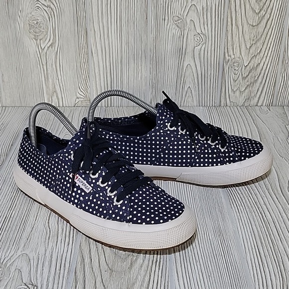 Superga Navy Polka Dot Sneakers - Picture 1 of 11